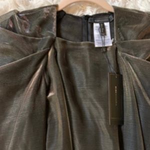 BCBGMAXAZRIA Black Gold Sheer Puff Sleeve Going Out Top